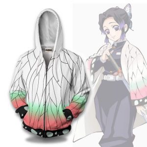 Shinobu Kocho Pattern Hoodie Demon Slayer Anime Casual Cosplay Kostüm DSS0611 Zip Hoodie / S Offizieller DEMON SLAYER Merch